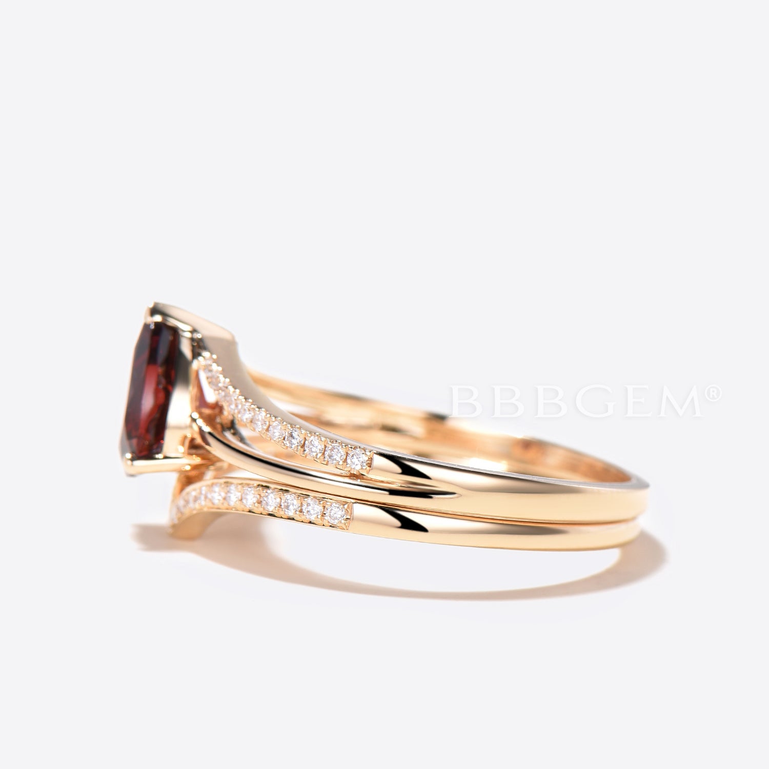 1.25CT Pear Cut Natural Garnet Split Shank Half Eternity Diamond Ring for Women - Perfect for Engagement, Anniversary & Special Occasions