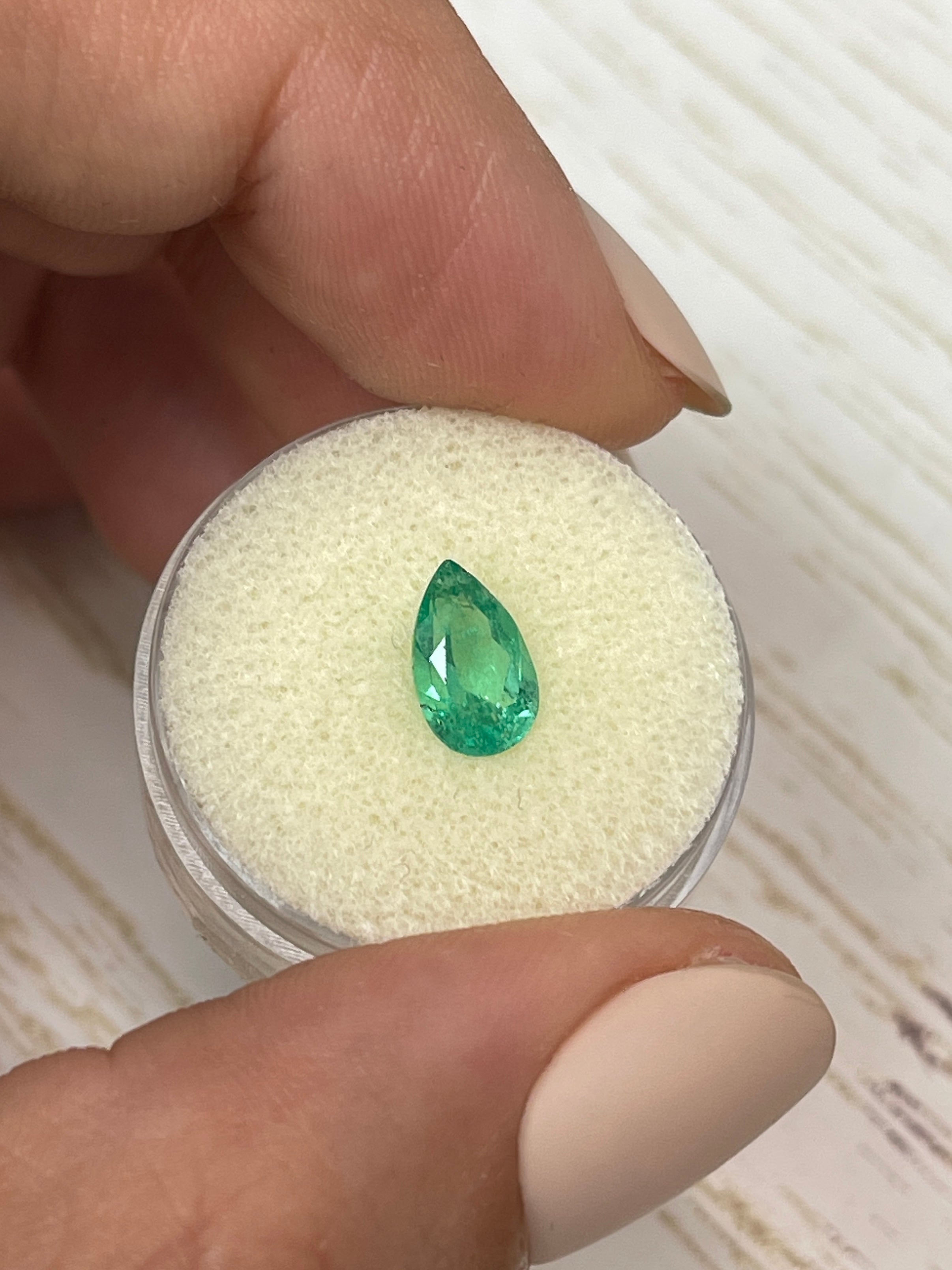 1.19 Carat Elongated Green Natural Loose Colombian Emerald Pear Cut Gemstone for Jewelry Making, Engagement Rings & Luxury Gifts