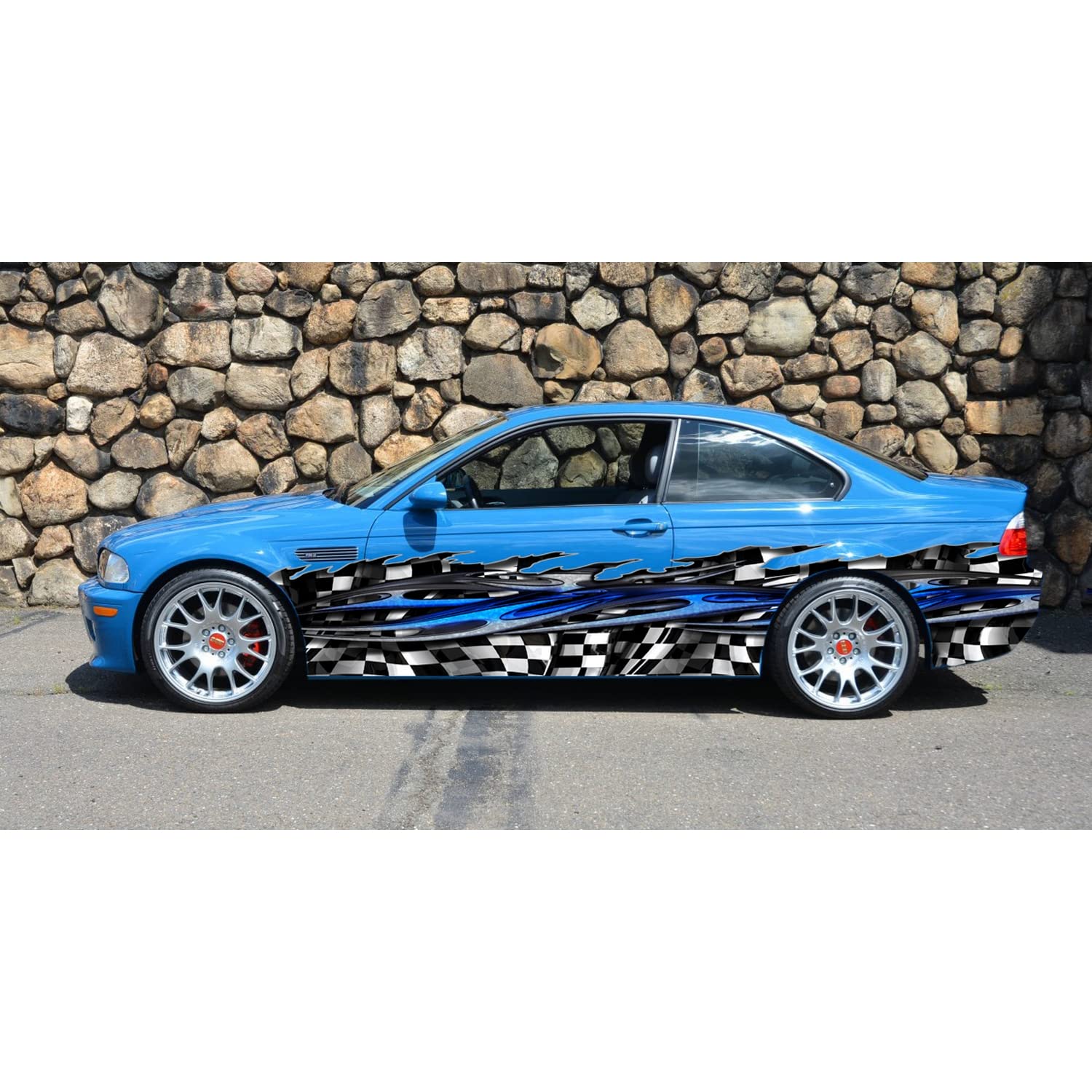 Blue Tribal Flag Vinyl Wrap for Trucks, RVs, Boats & Trailers - 20x70 Checkered Racing Stripes Decal - Perfect for Custom Vehicle Graphics, Racing Stickers & Trailer Wrapping