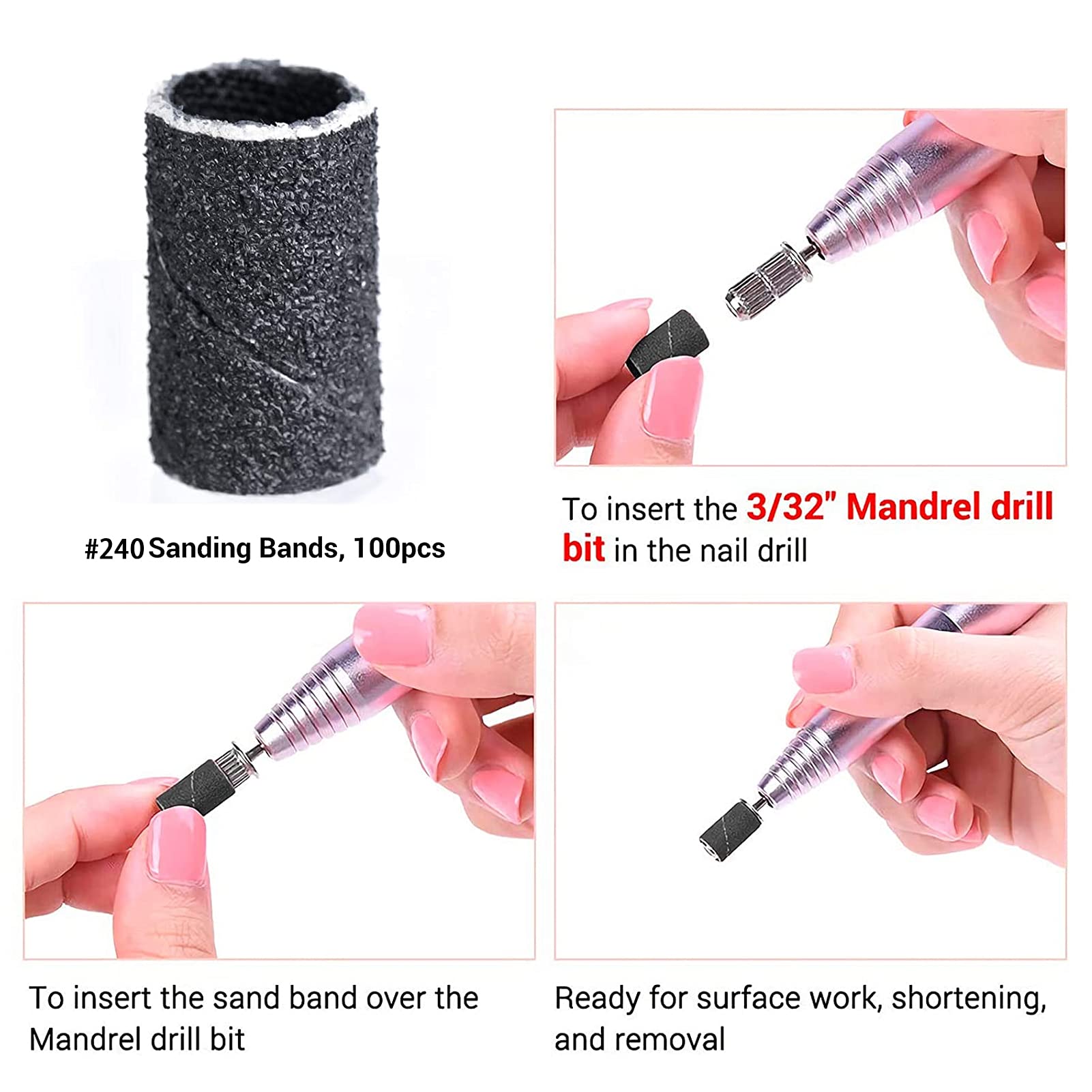 2-Pack 400pcs Nail Art Sanding Bands - 0.5