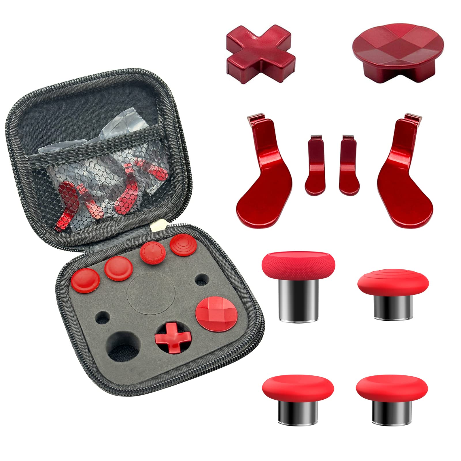 EASEGMER 10-in-1 Replacement Thumbsticks & Accessories Kit for Xbox One Elite Controller Series 2 - Includes 4 Swap Joysticks, 4 Paddles, 1 Standard D-Pad (Red) - Perfect for Gaming, Competitive Play & Controller Customization
