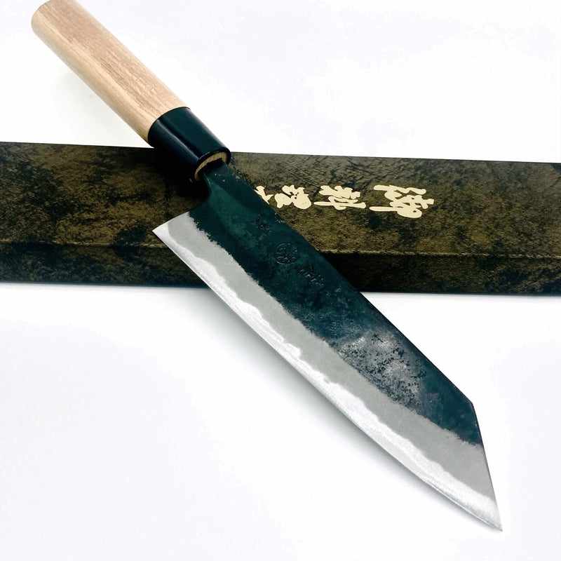 Premium Kyohei Shindo Blue #2 Kurouchi 165mm Bunka Knife - Japanese High Carbon Steel Kitchen Knife for Professional Chefs & Home Cooking - Perfect for Slicing, Dicing & Vegetable Prep