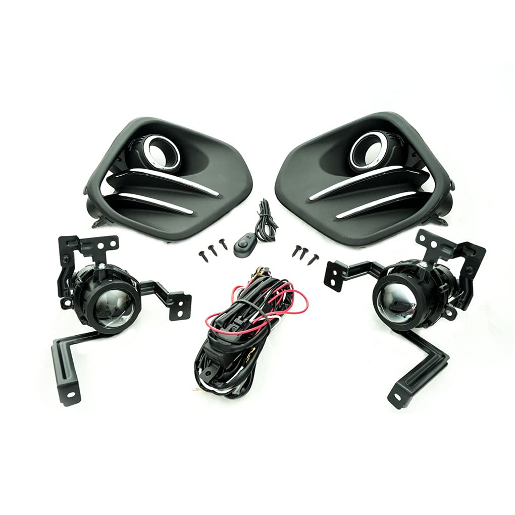 2017-2018 Kia Sportage LED Fog Lights Kit - Chrome Lining Bezels & Complete Assembly Set (Left & Right) - Perfect for Night Driving & Enhanced Visibility in All Weather Conditions