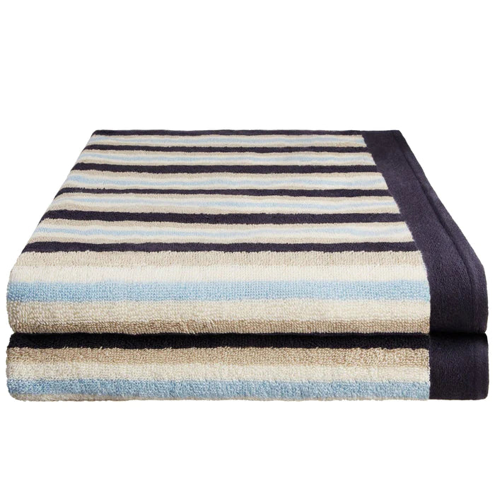 Premium Cotton Stripe 2-Piece Bath Towel Set - Soft, Absorbent & Quick-Drying - Perfect for Spa, Bathroom & Beach Use