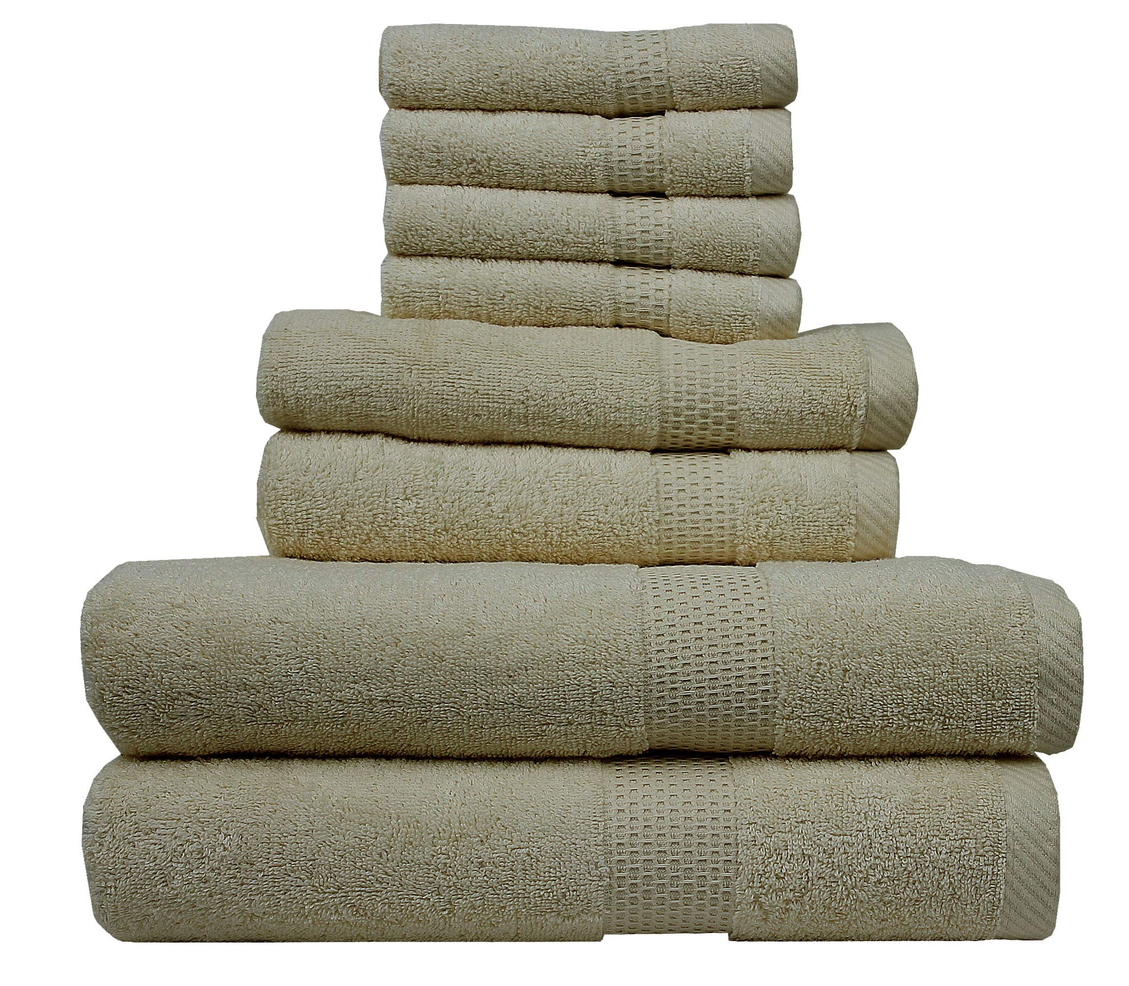 8-Piece Luxury Bath Towel Set - 100% Combed Cotton Premium Towels for Bathroom, Gym, Spa & Travel - Includes Hand Towels & Face Cloths - Soft Absorbent Quick-Drying - Perfect for Home, Hotels & Gifts