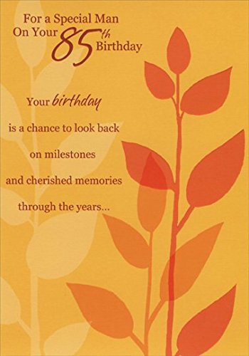 85th Birthday Card for Men - Elegant Embossed Deep Orange Floral Design - Perfect for Grandfather, Dad, Husband & Special Occasions