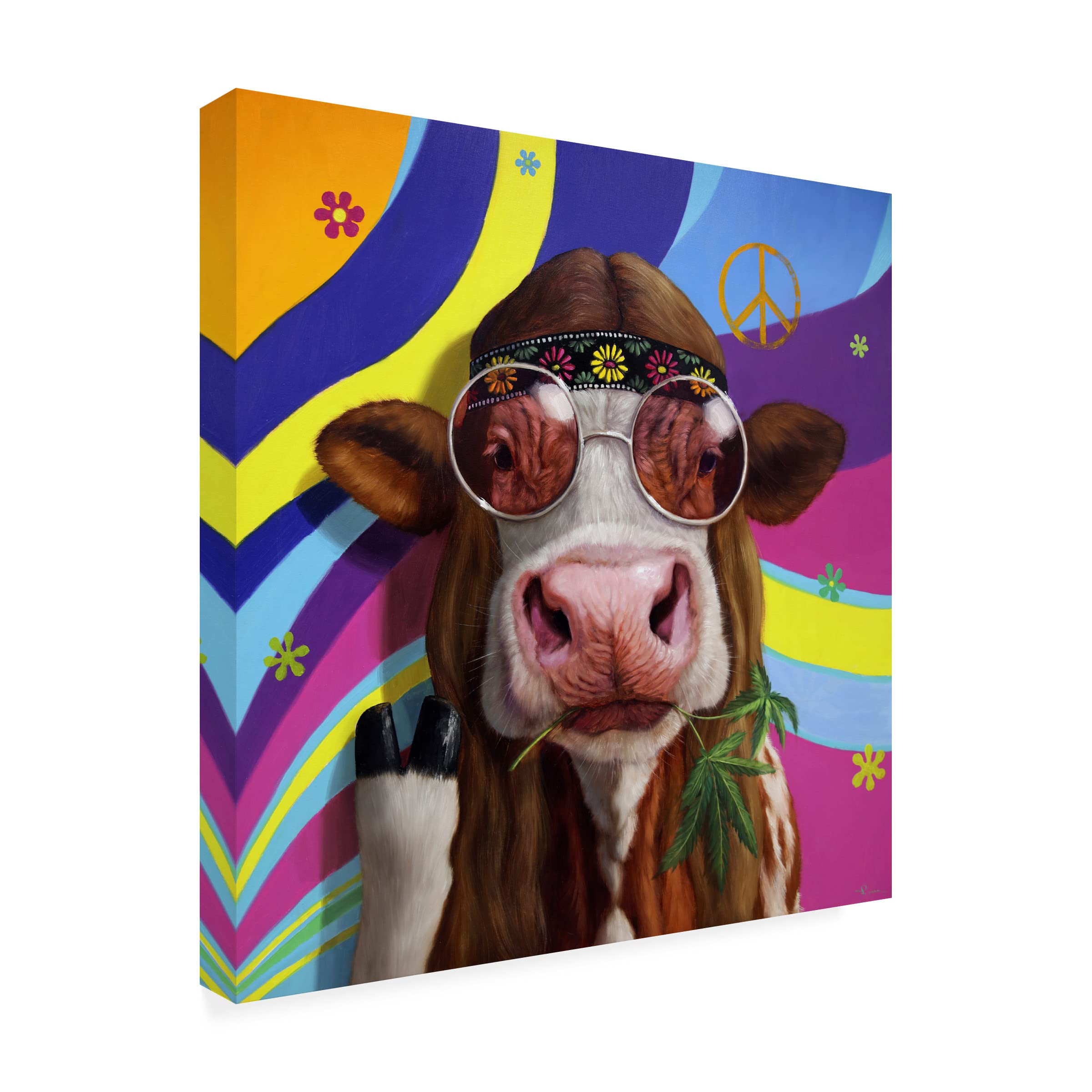 Lucia Heffernan 'Grass Fed' Canvas Wall Art Print - Premium Farm Animal Painting for Home & Office Decor - Perfect for Living Room, Bedroom or Country Style Interior Design