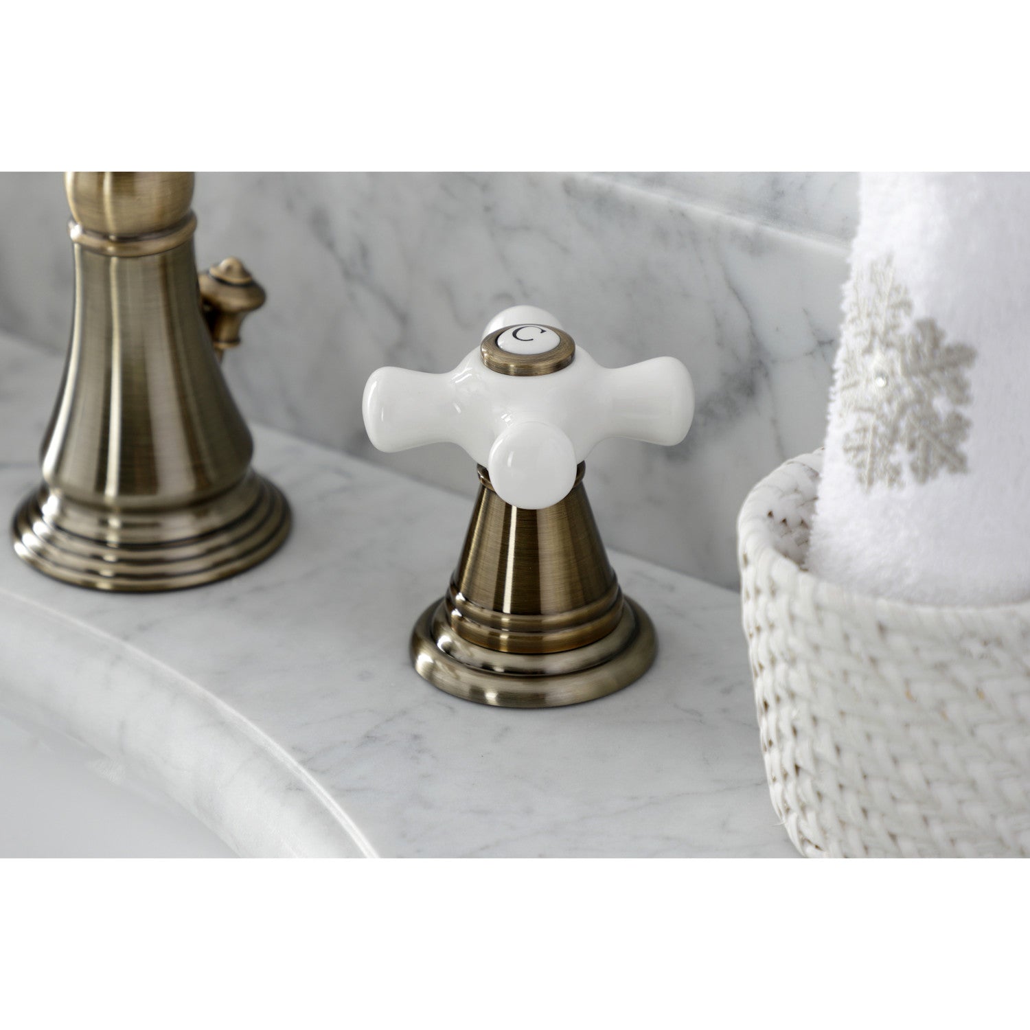 American Classic FSC19733APX 3-Hole Widespread Bathroom Faucet with Brass Pop-Up Drain - Antique Brass Finish - Perfect for Vintage Style Bathroom Renovations & Modern Home Upgrades