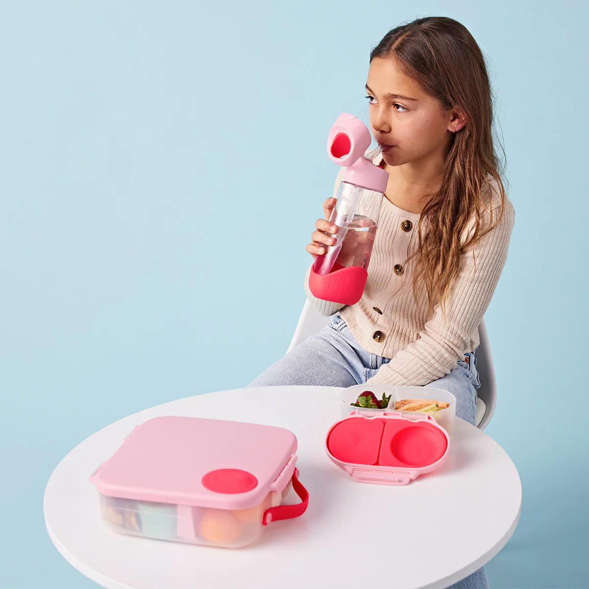 b.box Snack Box for Kids - Leak-Proof, BPA-Free Food Container in Flamingo Fizz Pink | Perfect for School Lunches, Travel & On-the-Go Snacks