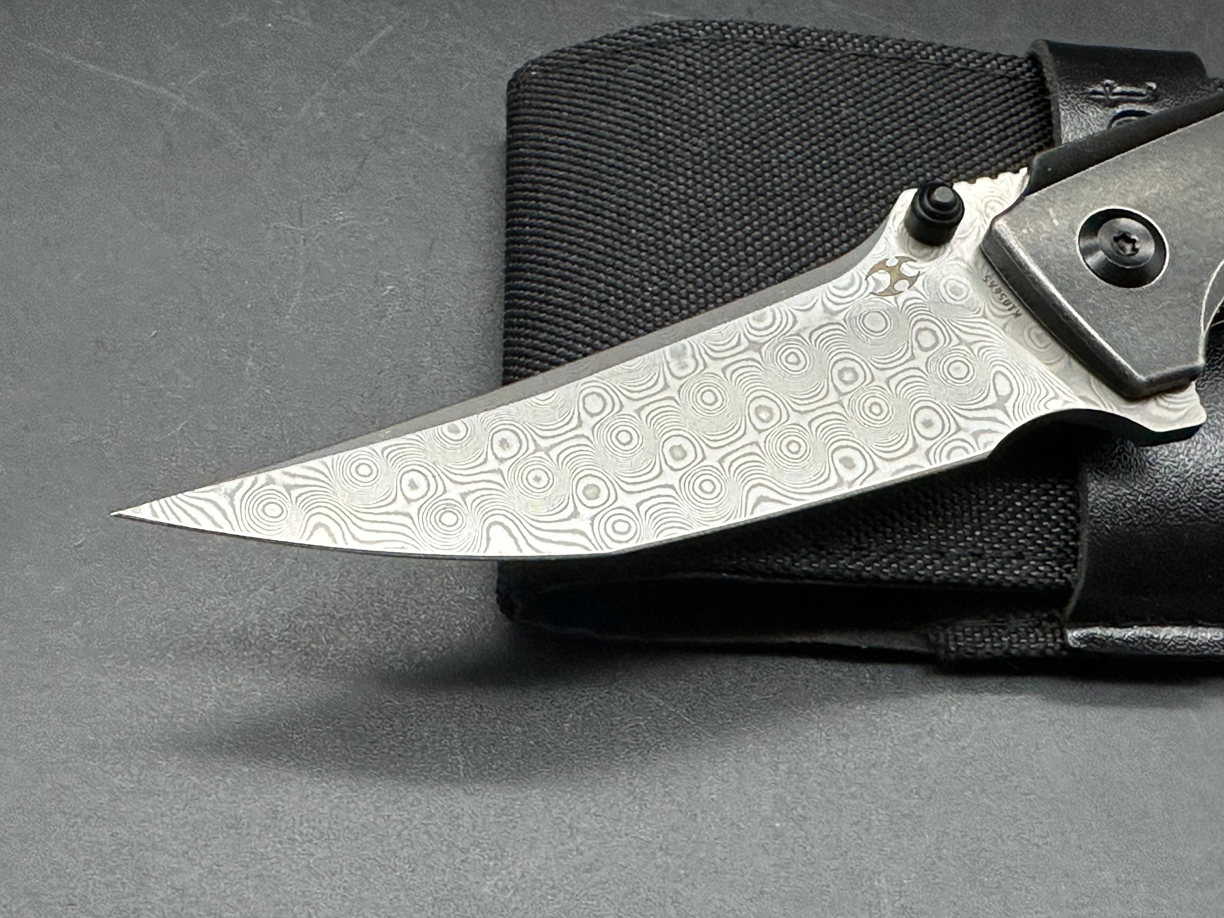 KANSEPT BAKU Titanium Handle Damascus Steel Folding Pocket Knife - EDC, Outdoor Camping & Survival Tool