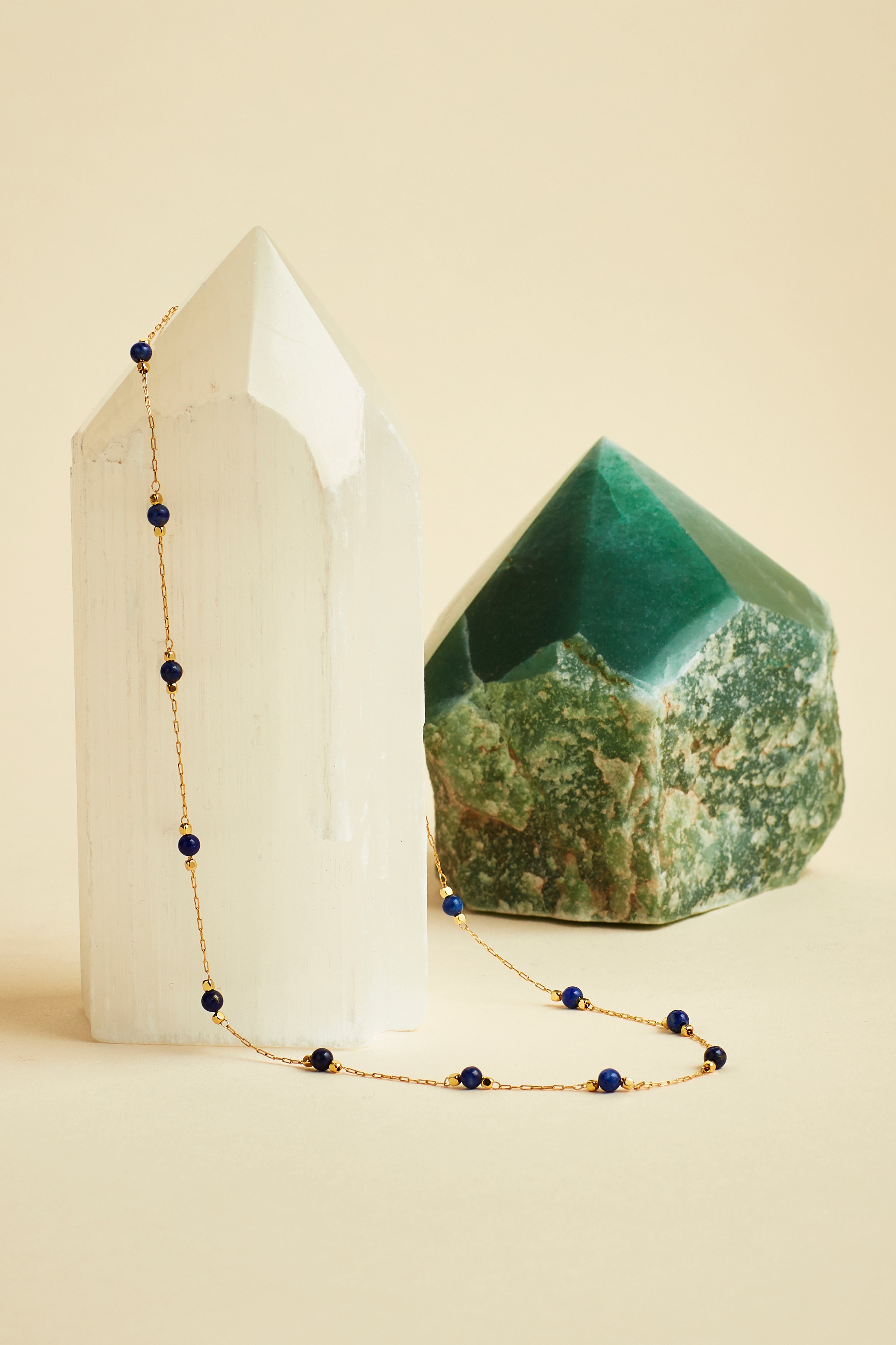 Healing Lapis Lazuli Gemstone Bead Necklace for Women - Natural Stone Jewelry for Chakra Balancing, Meditation & Spiritual Wellness - Perfect for Yoga, Reiki & Energy Healing