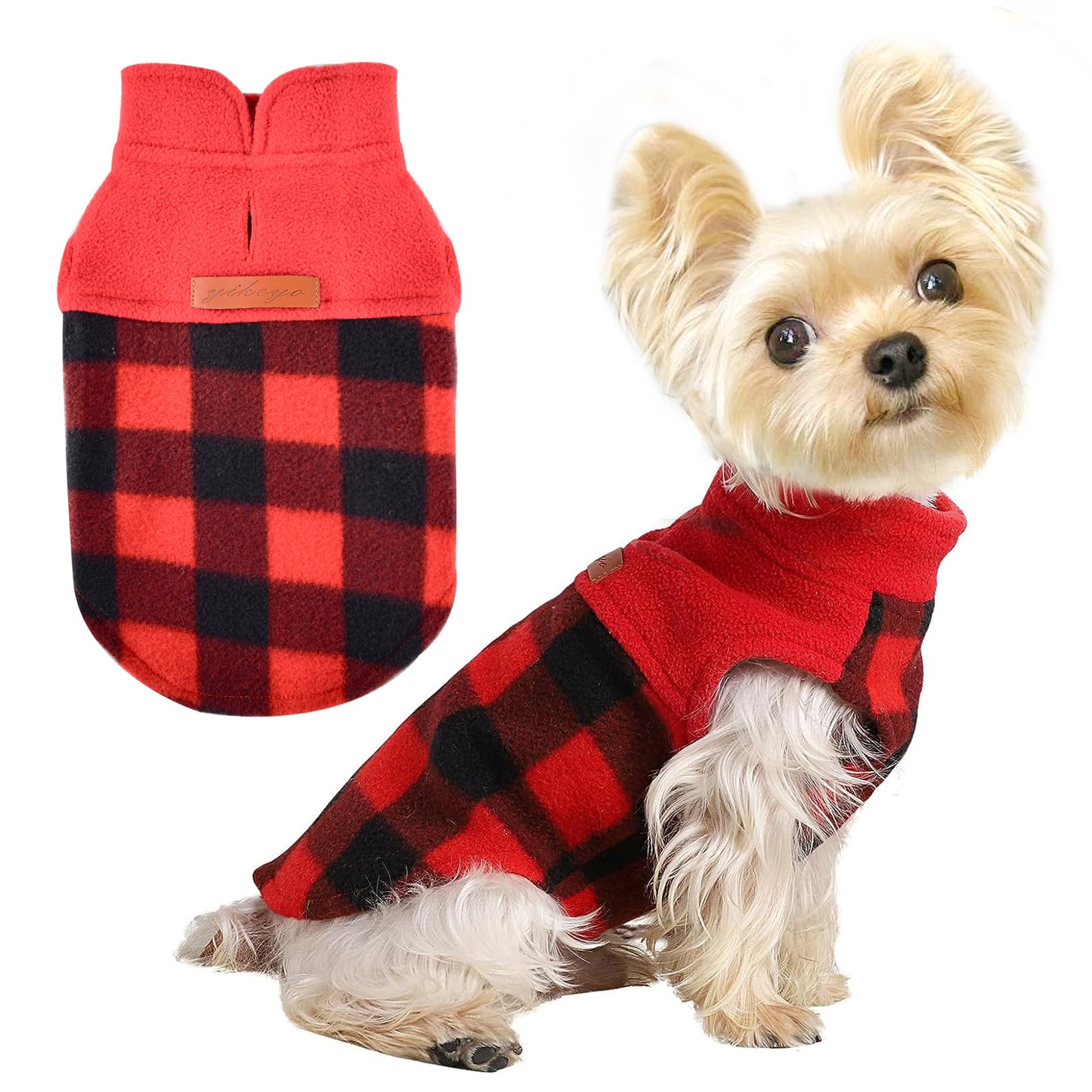 Warm Fleece Dog Sweater Vest for Small Dogs - Winter Dog Jacket for Puppies (XS, Red) - Perfect for Cold Weather Walks & Indoor Comfort