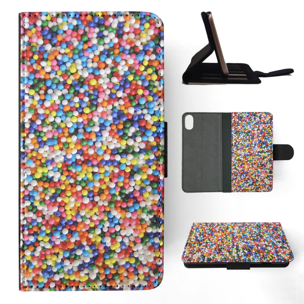 Colorful Candy Sprinkle 100 & 1000 Sequins Flip Wallet Phone Case for Apple iPhone XR - Stylish Protective Cover with Card Slots for Everyday Use & Parties
