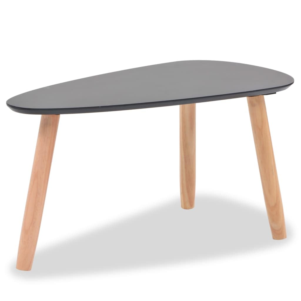 vidaXL 2-Piece Nesting Coffee Table Set with Solid Pine Wood Legs, Scandinavian Style Side Tables for Living Room, Bedroom, or Office - Black - Space-Saving Modern Furniture for Small Spaces