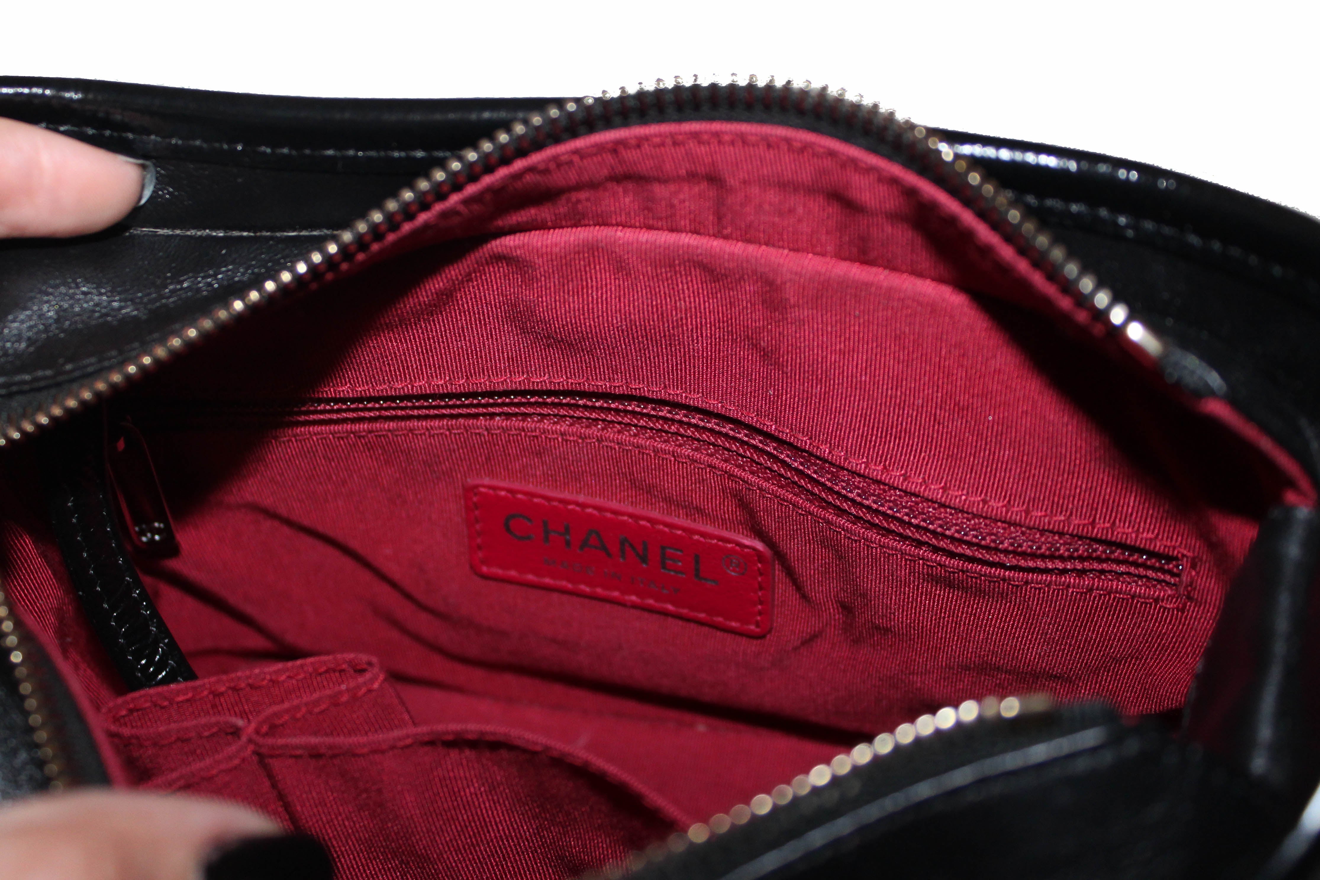 Authentic Chanel Gabrielle Small Black Calfskin Leather Hobo Shoulder Bag for Women | Luxury Designer Handbag for Evening Out, Date Night & Special Occasions