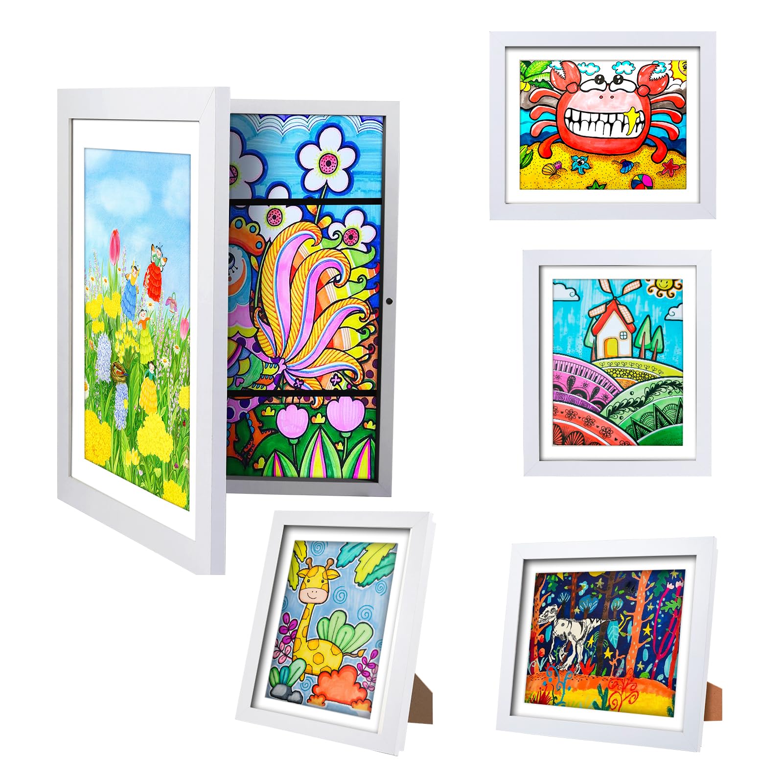 Kids Art Frame - Front Opening Holds 150 Artworks, 8.5x11 Black Display Frame for Children's Projects - Perfect for Classroom & Home Decor