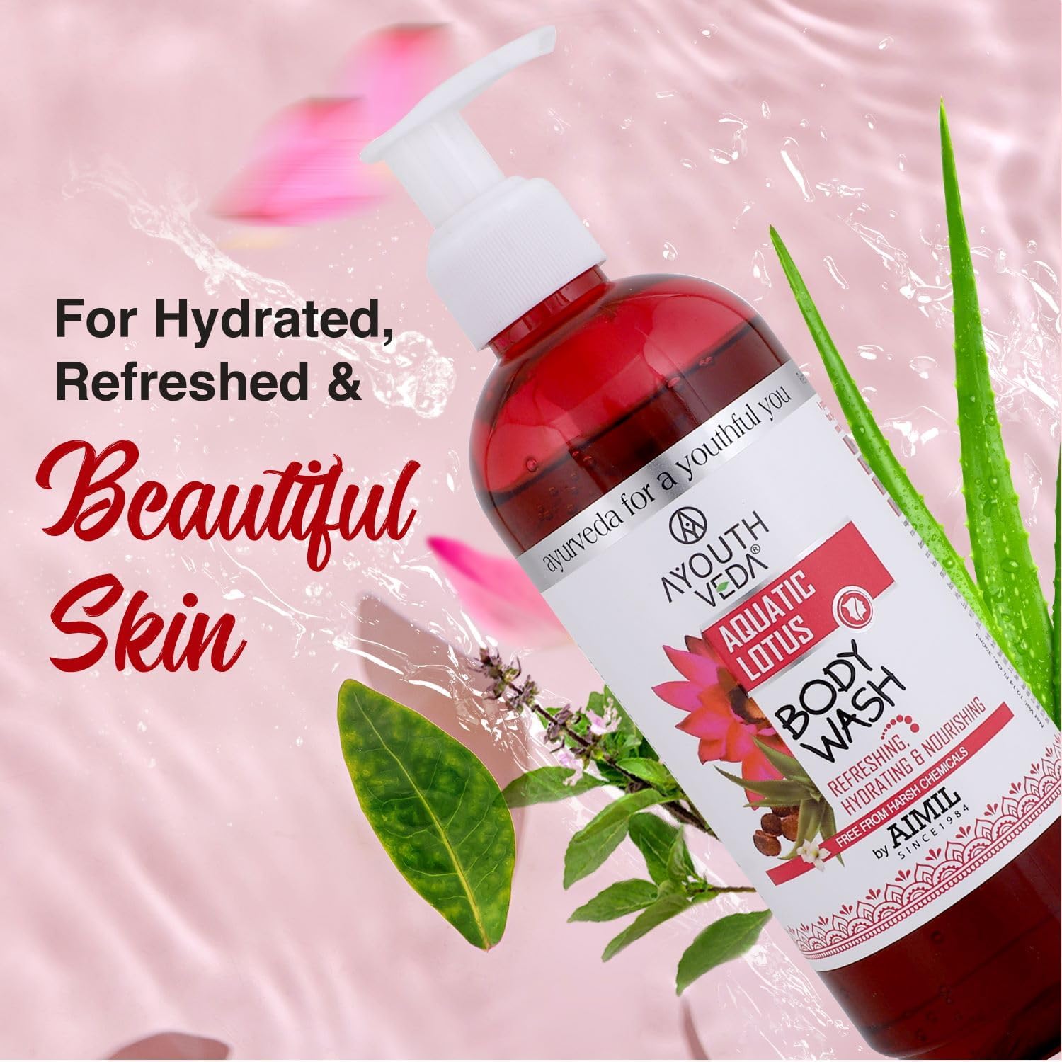 Aquatic Lotus Body Wash with Aloe Vera, Lotus & Holy Basil - Refreshing, Deep Cleansing & Hydrating Body Wash for Daily Use - 300ml (Pack of 1) - Perfect for Shower, Spa & Relaxation at Home