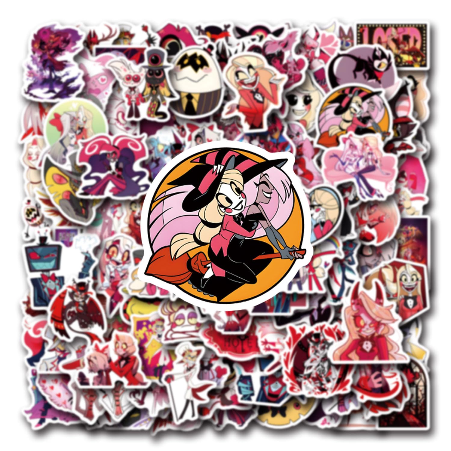 120pcs Hazbin Hotel Stickers - Vinyl Waterproof Cartoon Decals for Laptop, Water Bottle, Skateboard, Luggage - Aesthetic Scrapbook Decor for Adults, Teens & Kids - Perfect for School, Office & Travel