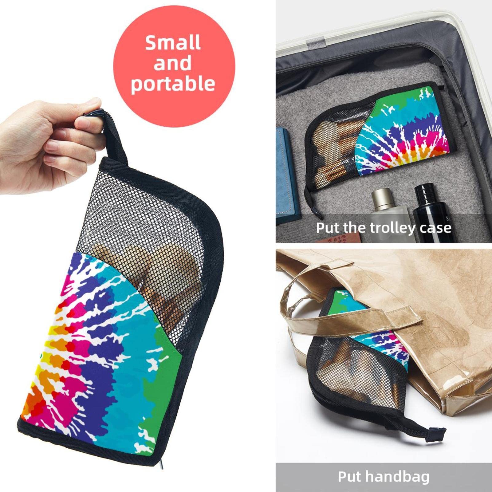 12-Piece Makeup Brush Organizer Bag with Colorful Rainbow Swirl Design - Portable Travel Cosmetic Brush Holder Case for Professional & Home Makeup Artists (Perfect for Travel, Salon & Daily Beauty Routine)