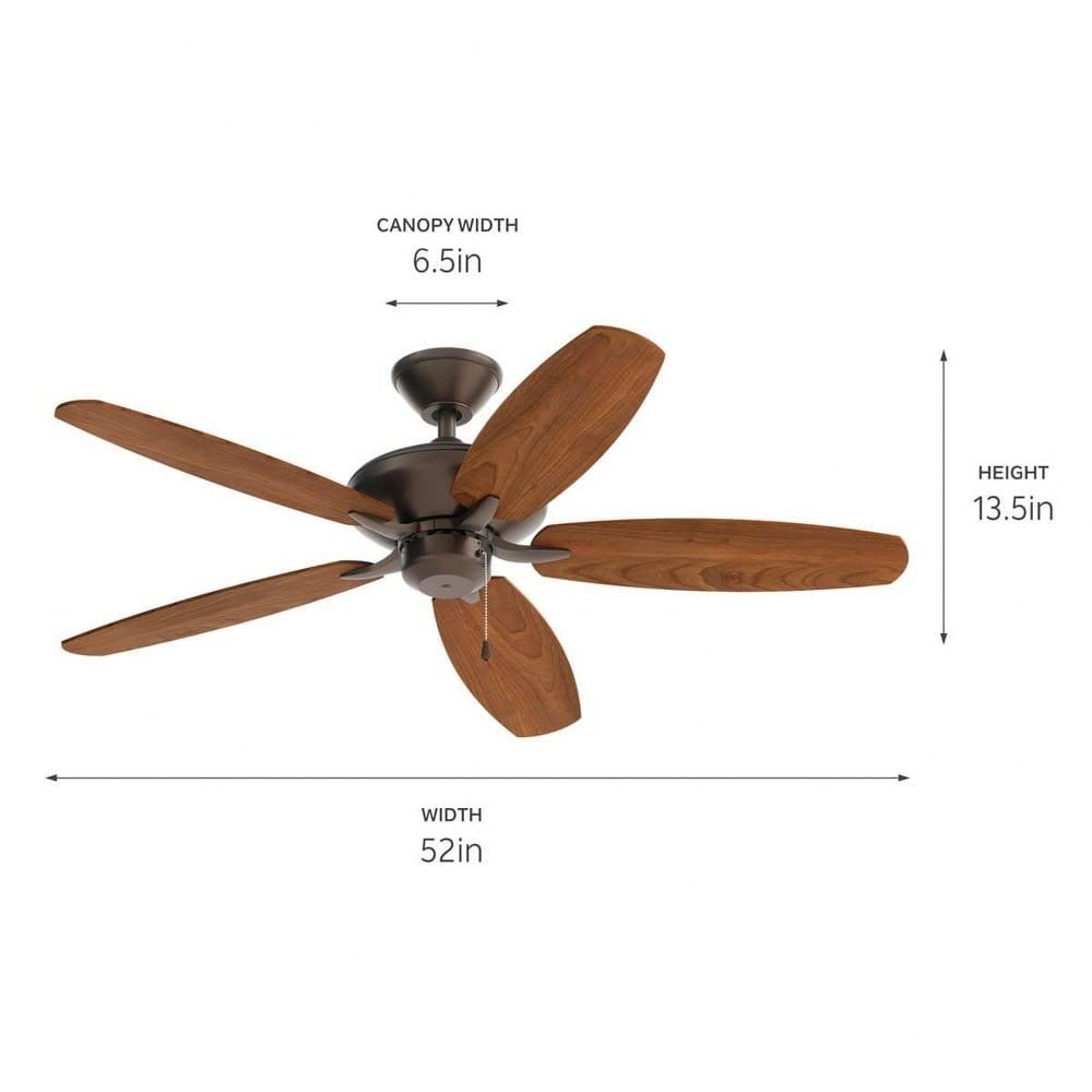 Kichler 52 Inch Outdoor Ceiling Fan with Light - Matte White Finish - Energy Efficient Patio Fan for Covered Porch, Deck & Backyard - Weather Resistant & Quiet Operation