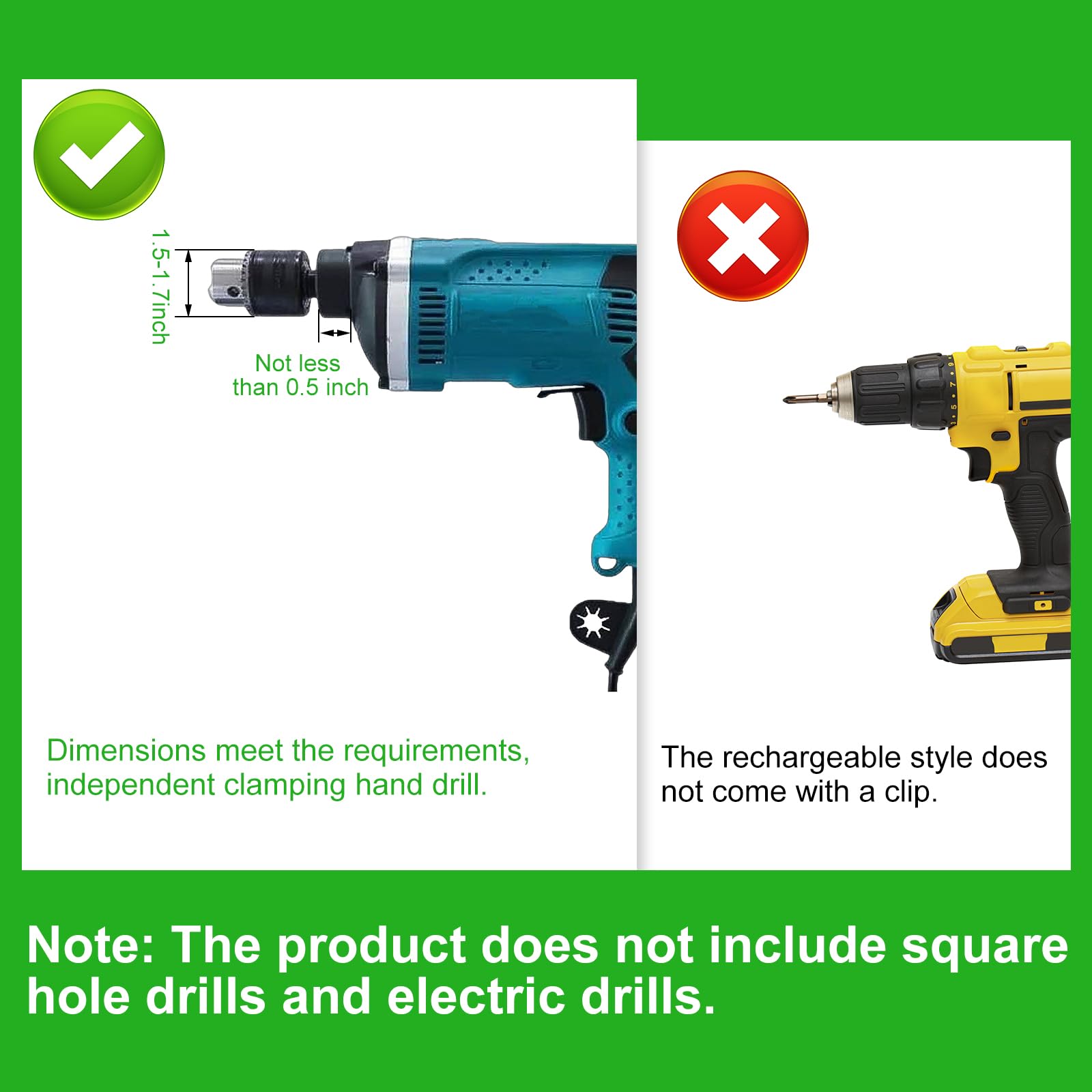 Square Hole Drill Bit Adapter with Screw Reinforcement - Woodworking Mortising Attachment for Drill Press & Tenon Tools | Perfect for Cabinet Making, Furniture Joinery & DIY Wood Projects