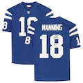 Peyton Manning Autographed Indianapolis Colts Blue Mitchell & Ness Authentic NFL Jersey with HOF 21 Inscription - Perfect for Football Fans, Collectors, and Sports Memorabilia Displays