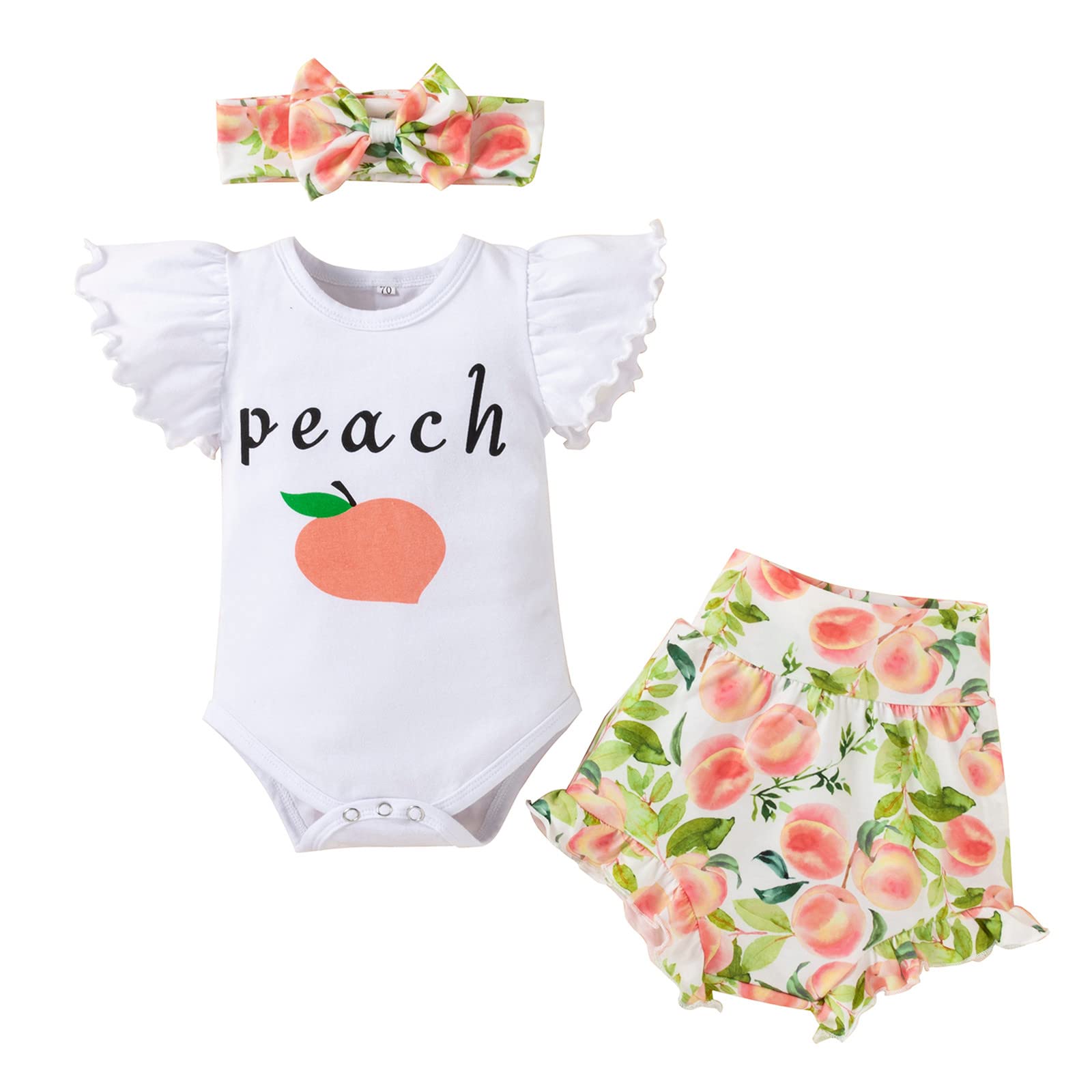 **Adorable Baby Summer Outfits 3PCS Set - Letter Print Short Sleeve Romper, Floral Shorts & Headband for Boys & Girls 0-3 Months (Pink, Newborn) - Perfect for Playdates, Beach Trips & Photo Shoots**