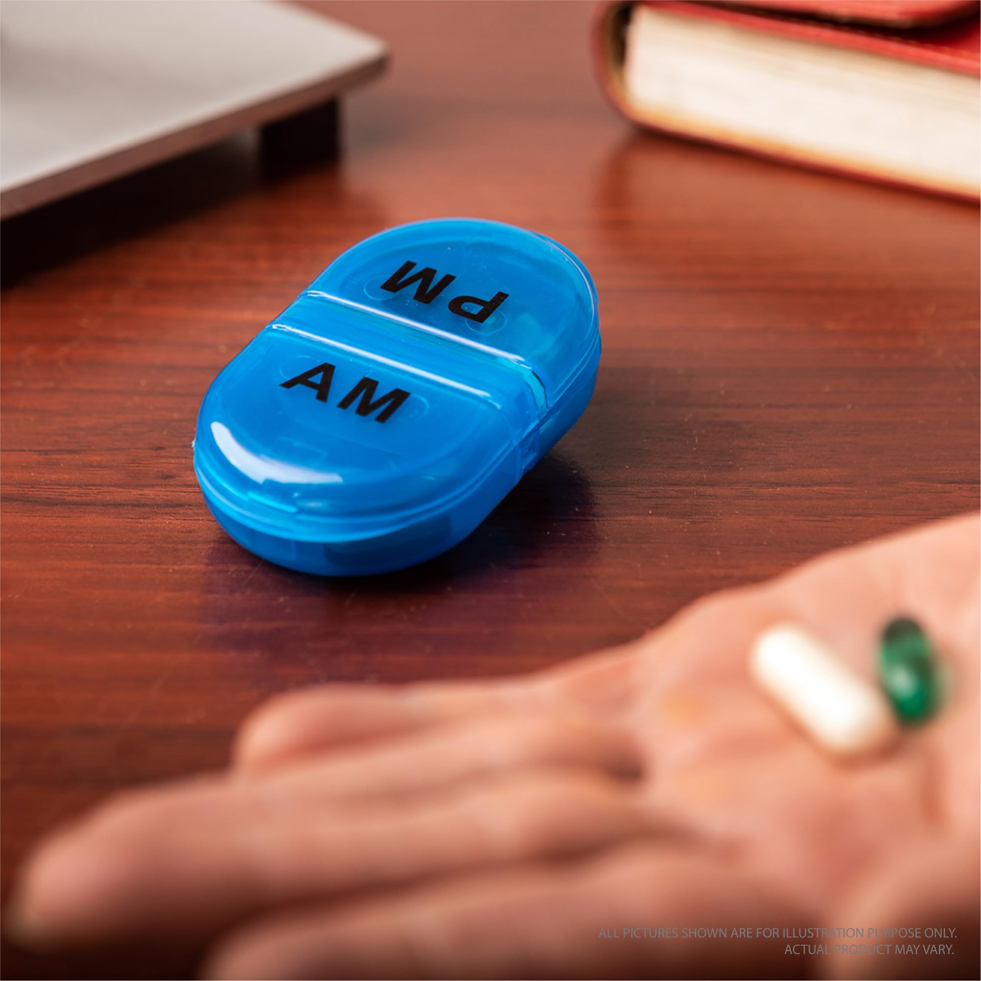 Deke Home - AM/PM Pill Organizer for Daily Medication, Small 2 Times a Day Pill Box with Snap-Shut Lids, BPA-Free Vitamin & Medicine Dispenser - Perfect for Travel, Work, and Home Use
