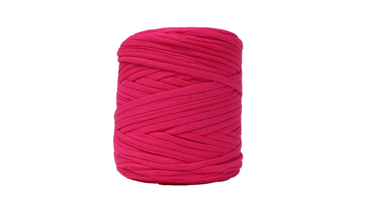 Recycled T-Shirt Yarn 130 Yards (1.5 lb) - Eco-Friendly Fabric Yarn for Crocheting, Knitting & DIY Crafts - Soft Fuchsia Yarn for Rugs, Baskets & Home Decor Projects