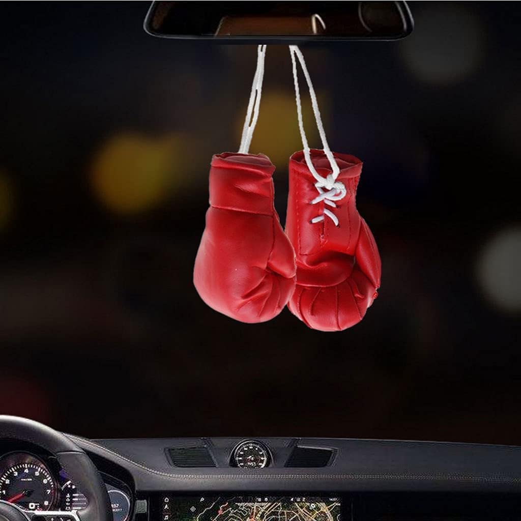 2 Pairs Mini Boxing Gloves - Hanging Boxing Bag Decorations for Car Mirror, Christmas Tree & Home Decor - Cute Boxing Toy Gifts for Sports Fans