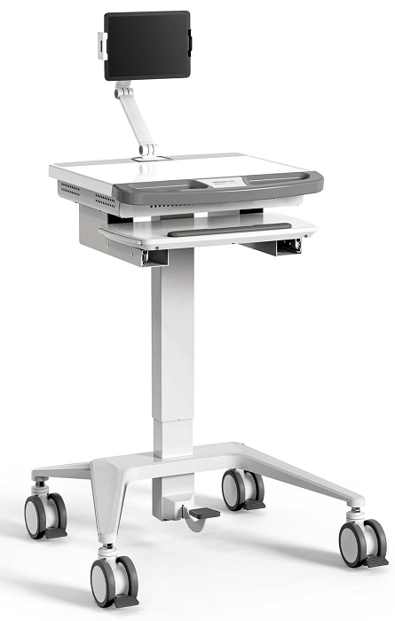 Mount It! MedHub Mobile Workstation with FREE Antimicrobial Wireless Keyboard & Mouse Combo - 7 Adjustable Height Options for Hospital, Clinic & Office Use
