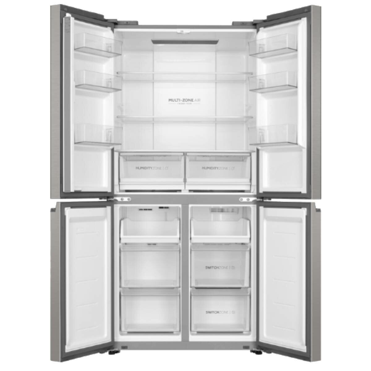 Haier 463L Quad Door Refrigerator in Satina Silver | HRF530YS | Energy Efficient French Door Fridge with Spacious Storage for Large Families & Entertaining