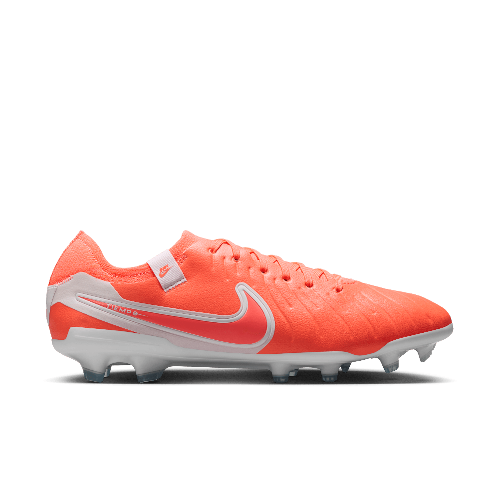 Nike Tiempo Legend 10 Pro FG Soccer Cleats for Men - Hot Lava/White - Firm Ground Football Boots for Professional Performance | Perfect for Matches, Training & Outdoor Play