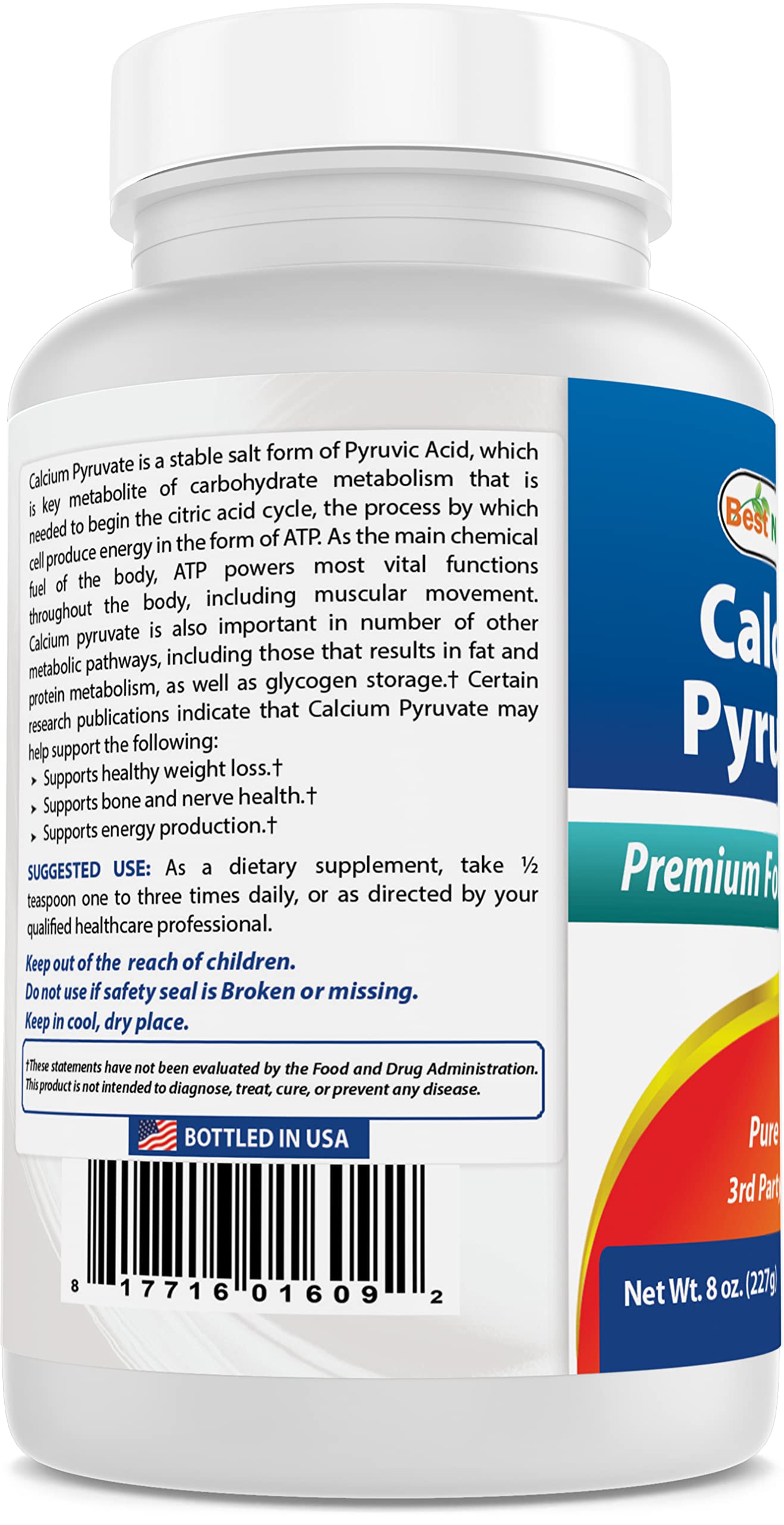 Best Naturals Calcium Pyruvate Powder 8oz (Pack of 3) - Premium Weight Management & Energy Supplement for Fitness, Keto Diet & Healthy Lifestyle