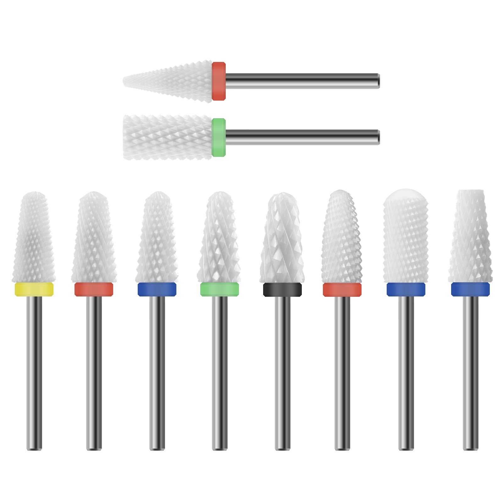 10Pcs Ceramic Nail Drill Bits 3/32