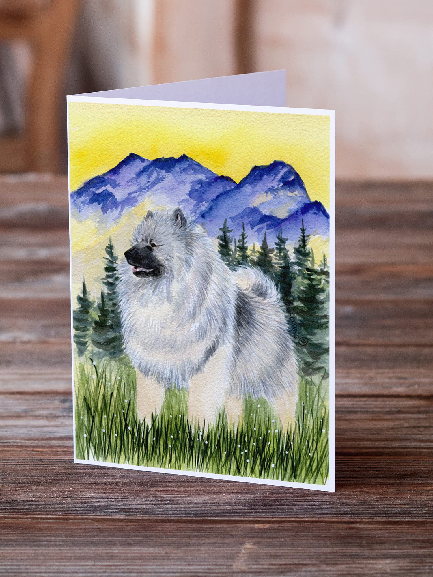 Keeshond Greeting Cards & Envelopes Set - 8 Blank A7 Note Cards (5x7 Inches) for Birthdays, Thank You Notes & Special Occasions | Whimsical Dog Lover Stationery