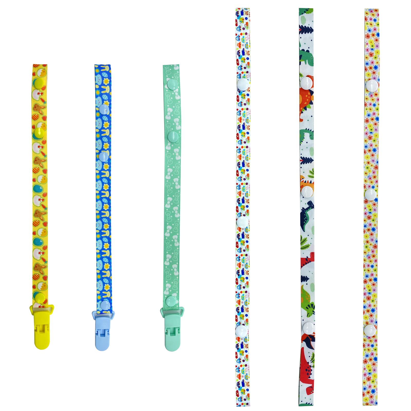 **Baby Pacifier Clip Holder - 6 Pack Adjustable Dummy Strap for Pram, Stroller & Car Seat - Anti-Drop Toy Leash for Teething, Travel & On-the-Go (BPA-Free, Soft Silicone)**    *(Use: Keep pacifiers/toys secure during walks, shopping, road trips & daycare - prevents germs & loss!)*