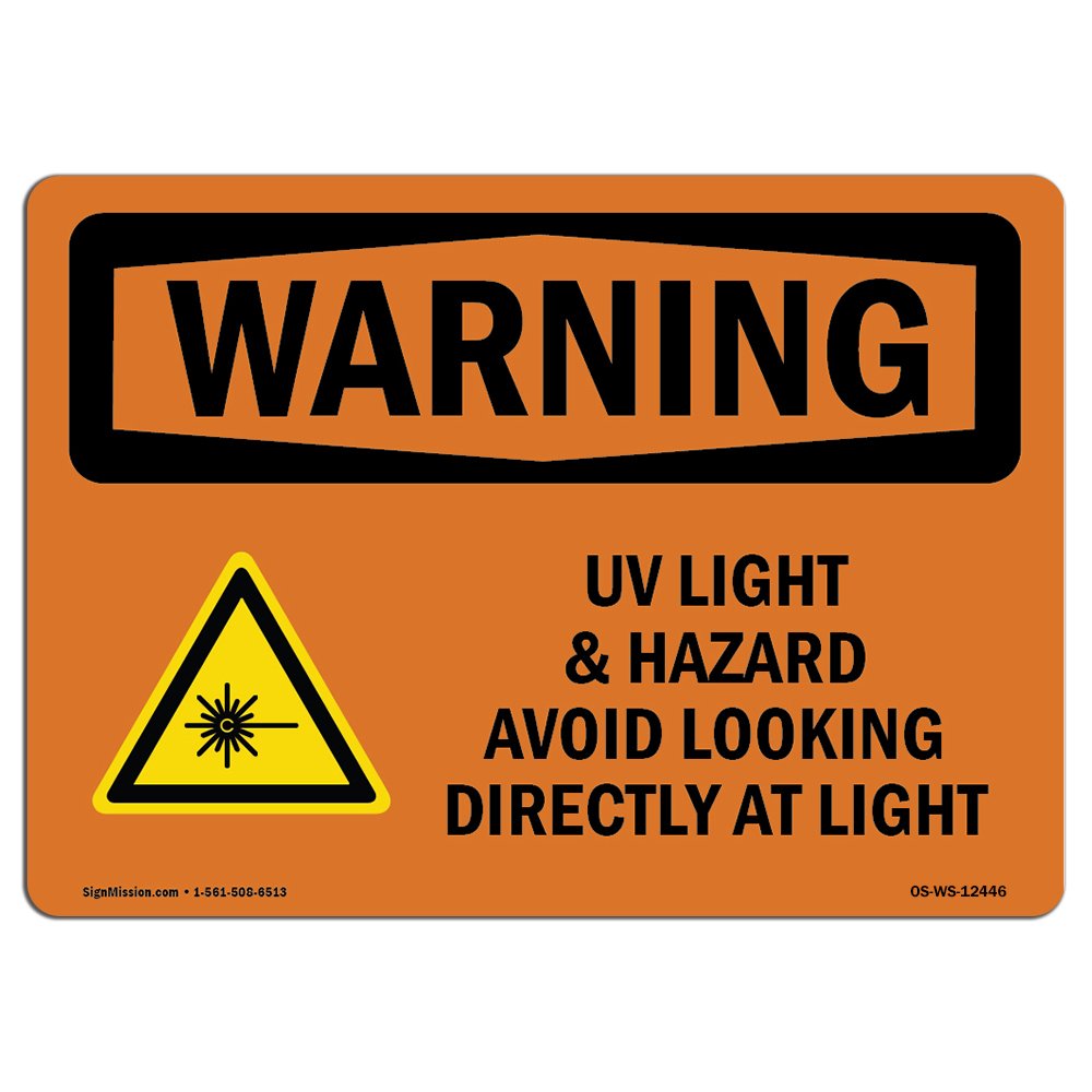 UV Light Hazard Warning Sign - OSHA Compliant Avoid Looking Symbol | Durable Vinyl Label Decal for Business, Warehouse & Shop Safety | Made in USA | Perfect for Industrial Workplaces & Hazardous Areas