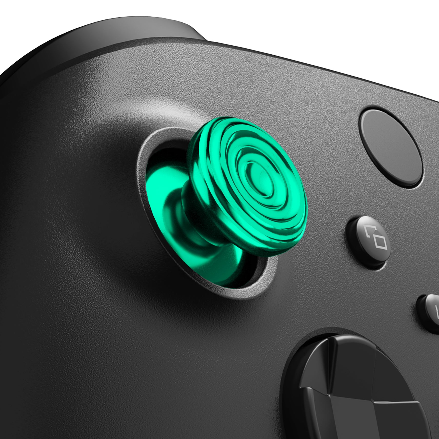 ExtremeRate Green Metal Thumbsticks for Xbox Series X/S & Xbox One S/X Controller - Aluminum Alloy Joystick Replacement with Concentric Circles Design | Perfect for Gaming, Competitive Play & Controller Customization