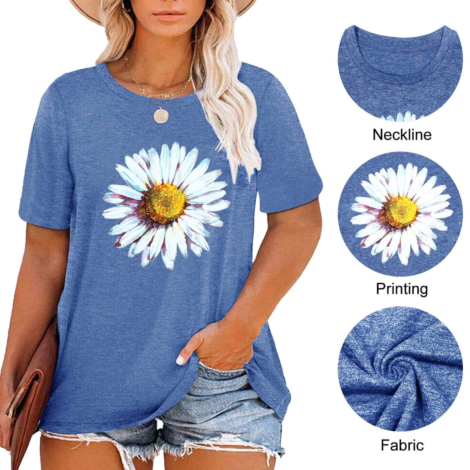 HDLTE Women's Plus Size Short Sleeve Graphic T-Shirt - Casual Comfort Fit Tee for Everyday Wear | Perfect for Summer Outfits, Lounge Wear & Casual Fridays