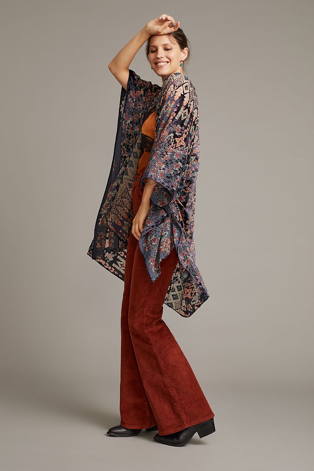 Luxury Multicolor Velvet Kimono Robe for Women - Soft & Elegant Black Loungewear - Perfect for Spa Days, Bridal Party, and Relaxing at Home