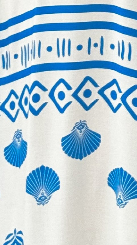 Jaylene Maxi Dress - Flowy Beach Cover Up, Summer Boho Long Dress with Pockets, Sea Shell Print - Perfect for Vacations, Beach Parties & Casual Outings