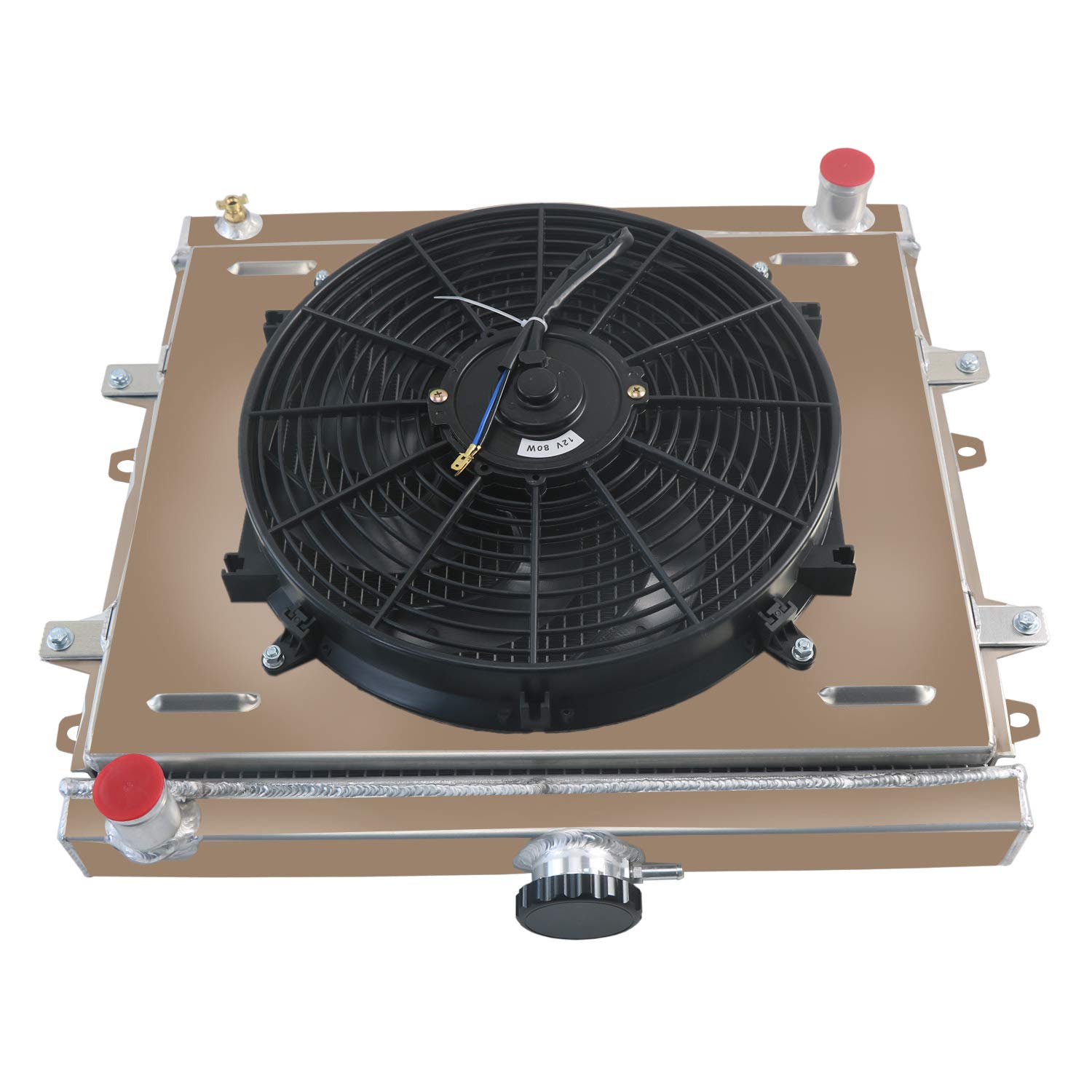 AlloyWorks 3-Row Aluminum Radiator with Shroud Fan & Relay Kit for 1984-1995 Toyota Pickup DLX 4Runner SR5 2.4L L4 Engine - Perfect for Off-Roading, Towing & High-Performance Cooling