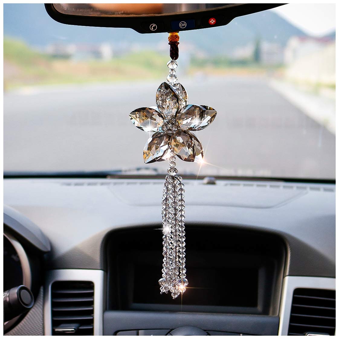H&D HYALINE & DORA Crystal Car Rearview Mirror Pendant - Lucky Rainbow Maker Window Hanging Ornament for Car Decor & Good Luck Charm | Perfect for Daily Commute, Road Trips & Gifts