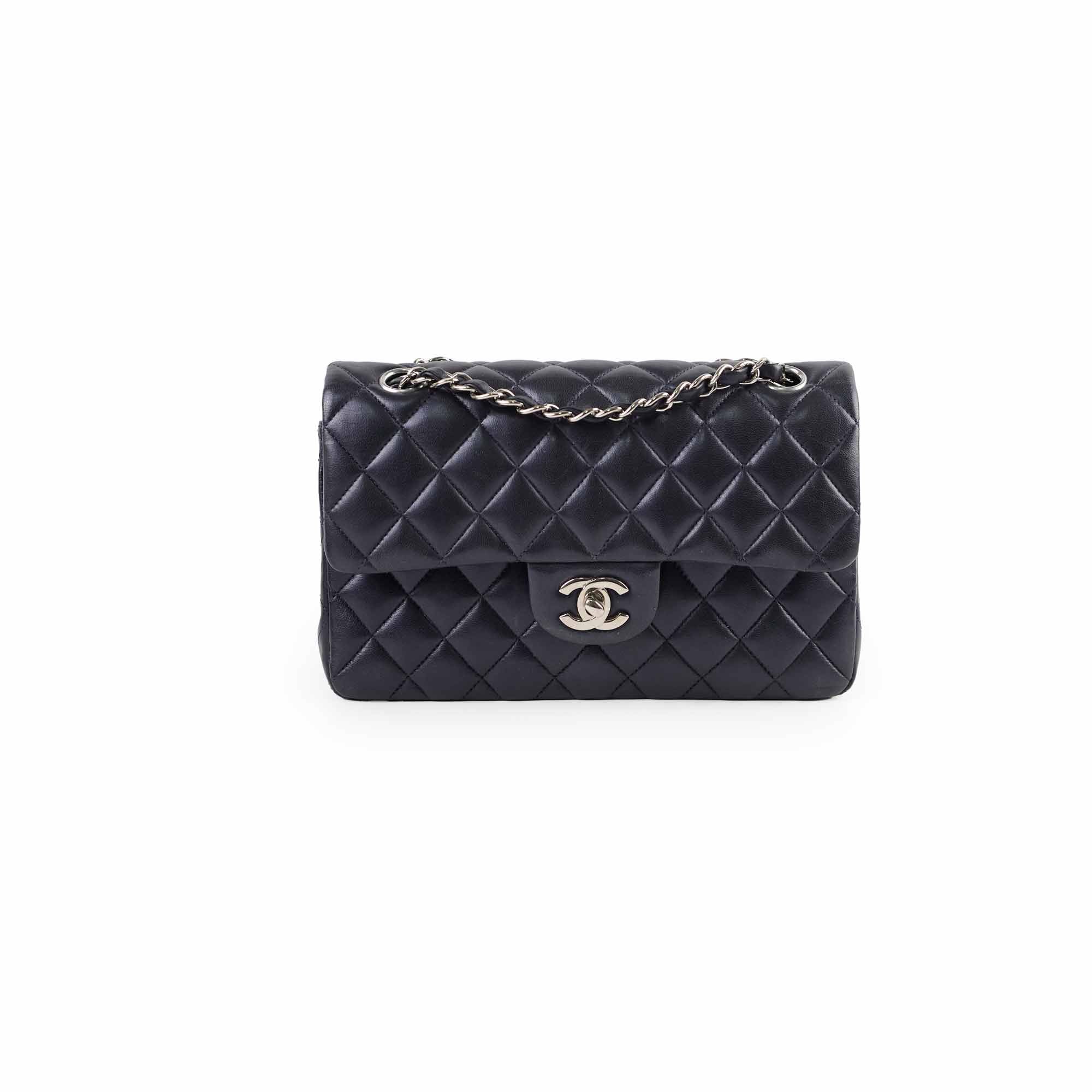 Chanel Small Lambskin Classic Flap Bag in Metallic Navy - 24 Series | Luxury Designer Handbag for Women, Perfect for Evening Events & Special Occasions
