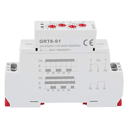 GRT8-S1 Mini Asymmetric Cycle Timer Relay - Adjustable ON/OFF Delay Timer (12V-240V AC/DC 50-60Hz) for Industrial Automation, HVAC Systems & Appliance Control