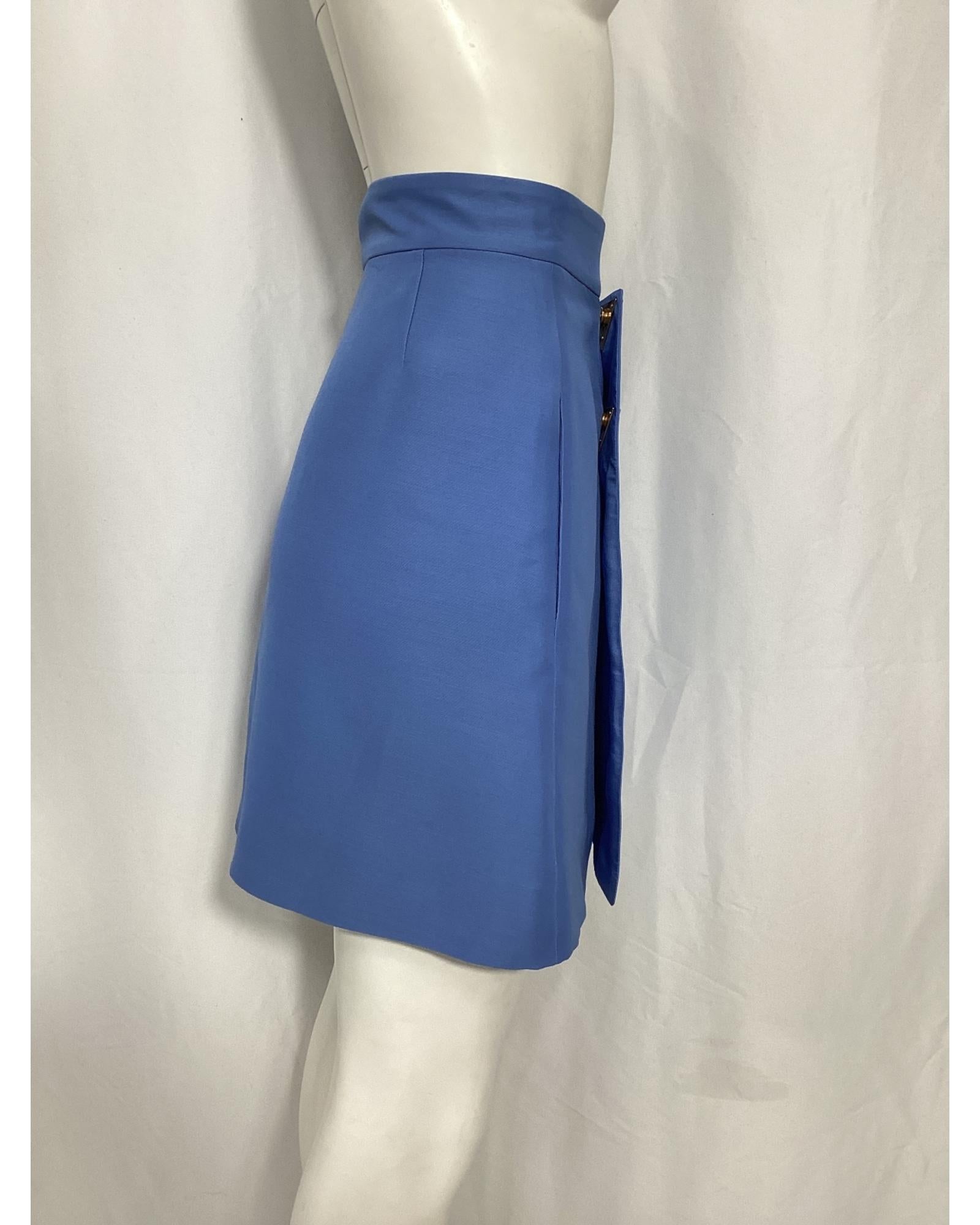 A-Line Mini Skirt with V-Shaped Buttons - Women's High Waist Flared Denim Skirt for Casual Outfits & Date Nights