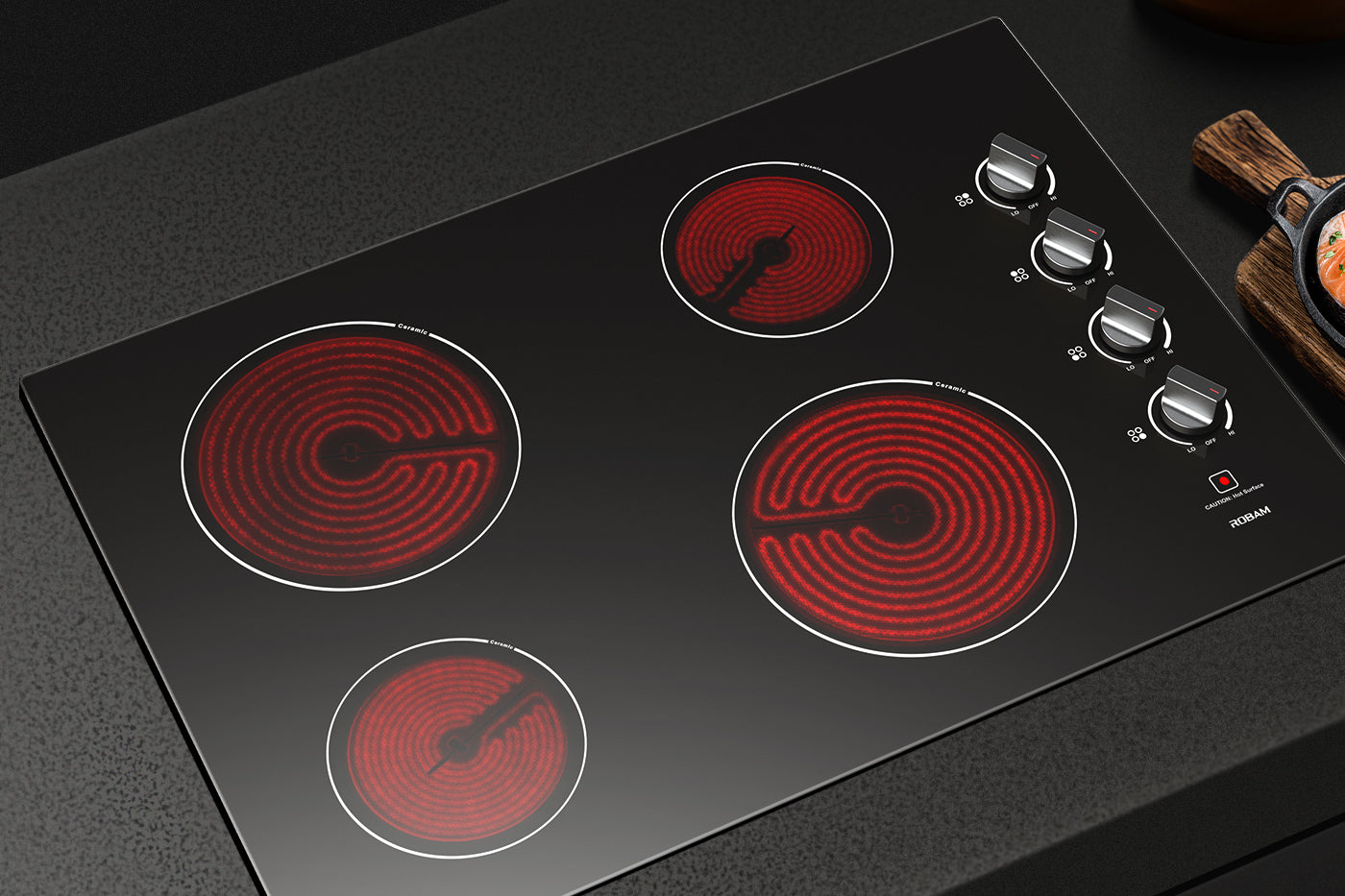 ROBAM 30-Inch Electric Ceramic Glass Cooktop with 4 Burners - Fast Heating, Easy Cleaning for Modern Kitchens | Perfect for Home Cooking, Baking & Entertaining