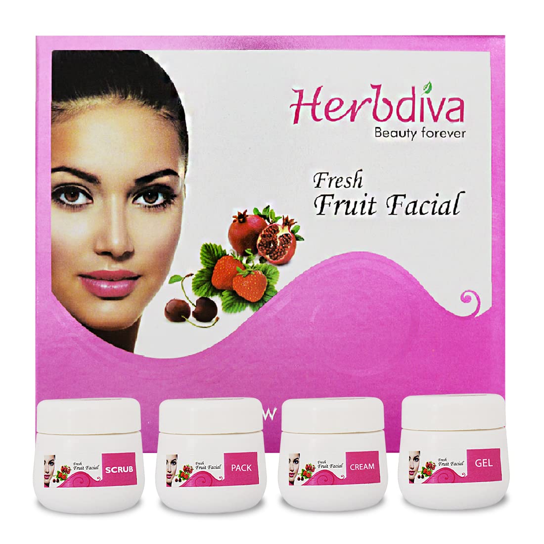 Herbdiva Fresh Fruit Facial Kit 130g with Aloe Vera & Fruit Enzymes - Insta Glow & Brightening Treatment for Radiant Skin | At-Home Spa & Self-Care Beauty Routine
