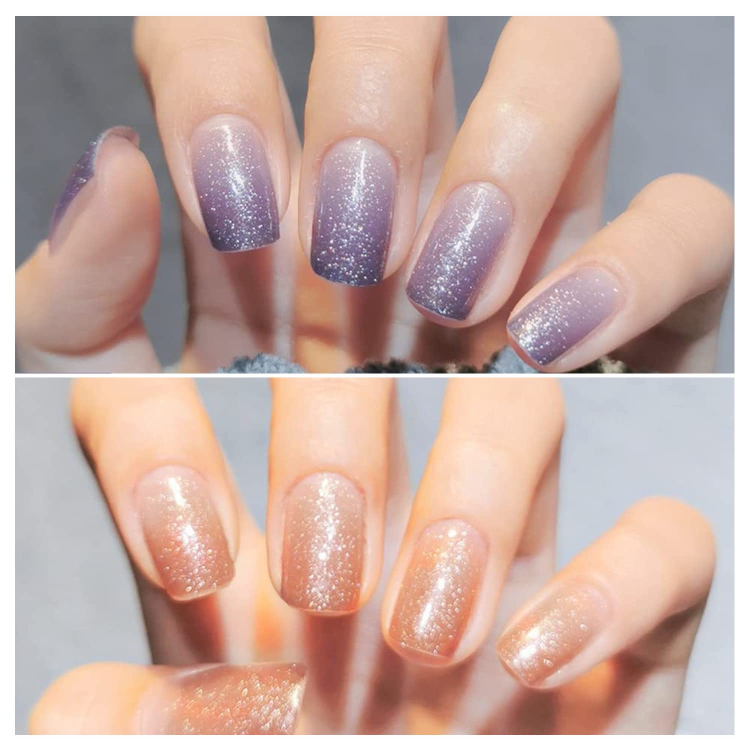 DANNEASY 24 Sheets Glitter Gradient Nail Polish Strips - DIY Full Nail Wraps with Adhesive | Waterproof Nail Stickers for Women & Girls | Includes 1 Nail File & Cuticle Stick | Perfect for Parties, Weddings, and Daily Manicures